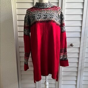Anthropologie Moth Nordic
Fair Isle Knit Mock Neck Pullover Sweater Dress/Tunic